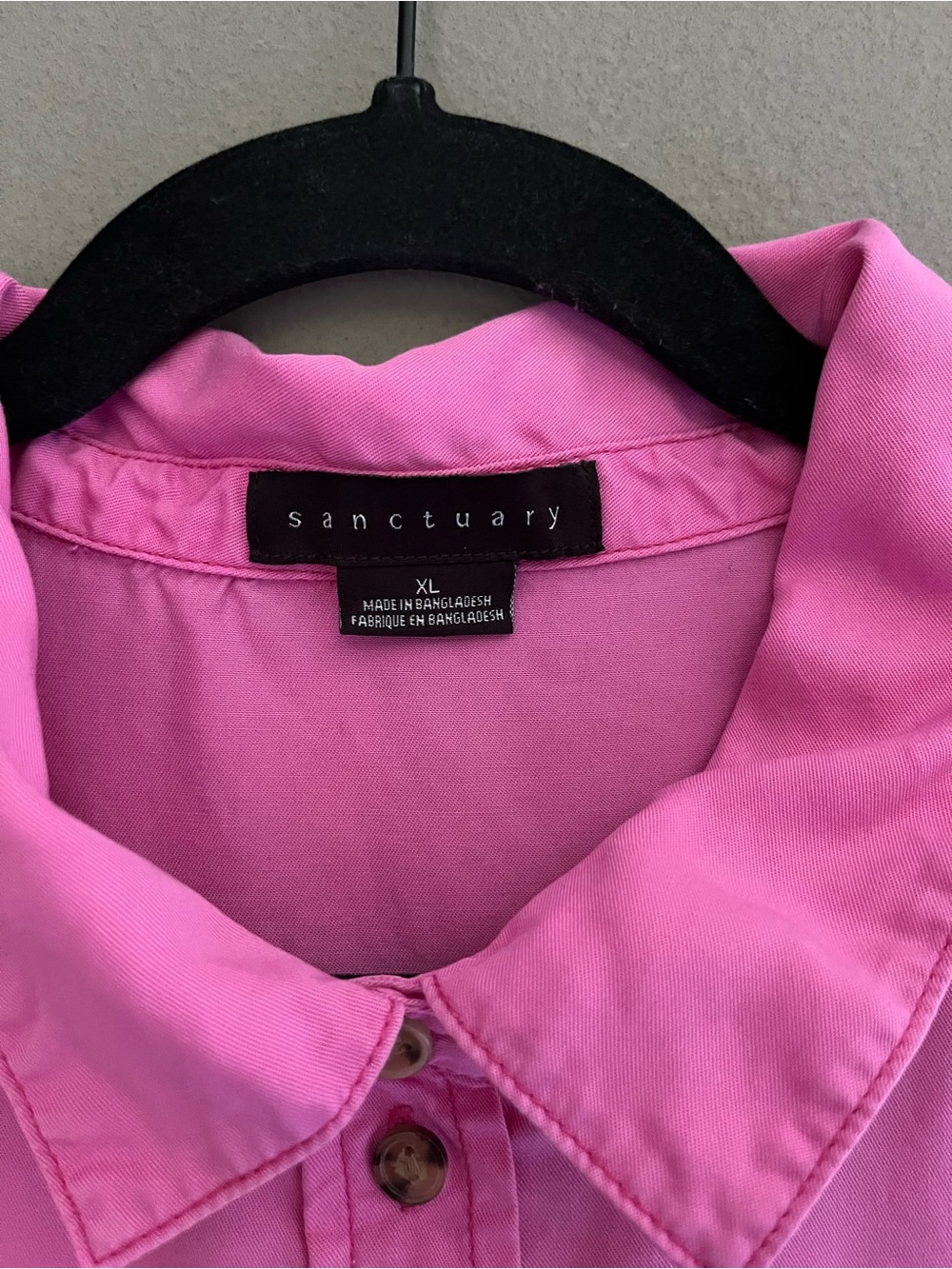 Sanctuary Button-Down Shirt Barbiecore Hot Pink Roll Tab Sleeves Chest Pockets - Picture 6 of 13
